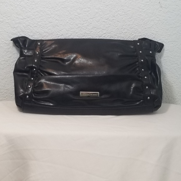 White House Black Market Leather Clutch/Black - Picture 3 of 7